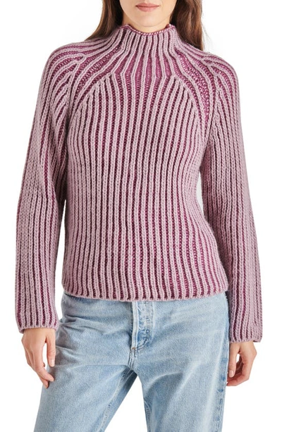 Steve Madden Women's Terra Dusty Two-tone Mock-neck Sweater In Pink