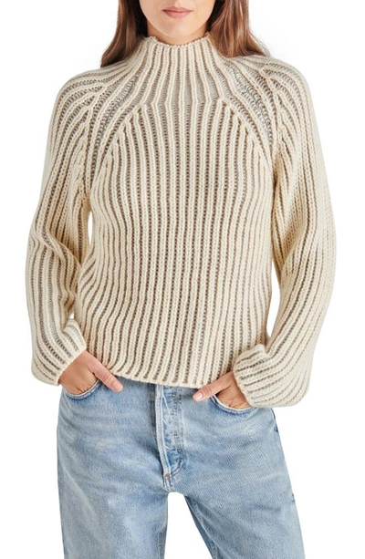 Steve Madden Women's Terra Dusty Two-tone Mock-neck Sweater In Ash Grey