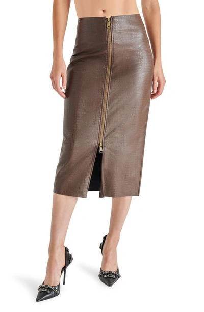 Steve Madden Hayes Faux Leather Midi Skirt In Dark Espresso