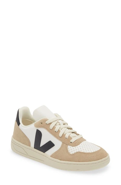 Veja V-10 Chromefree Leather In Sahara/ Extra-white/ Black In Multi