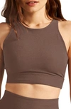 Beyond Yoga Space Dye Enlighten Longline Sports Bra In Truffle Heather
