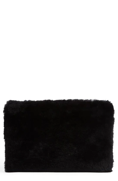 Allsaints Bettina Genuine Shearling Clutch In Black