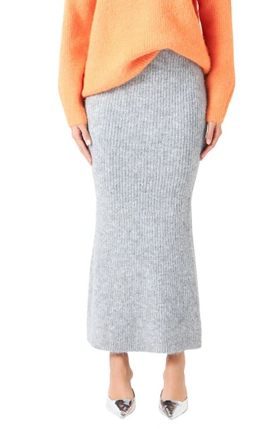 Endless Rose Women's Fuzzy Mermaid Maxi Skirt In Heather Grey