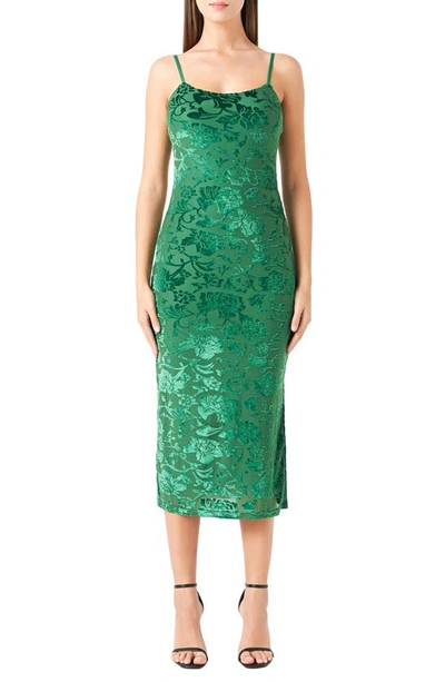 Endless Rose Women's Print Velvet Slip Dress In Green