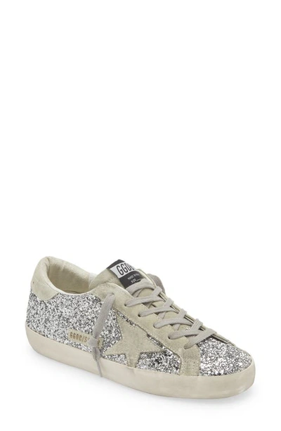 Golden Goose Superstar Suede Glitter Low-top Sneakers In Silver Ice