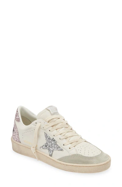 Golden Goose Ball Star Sneaker In White/pink/silver