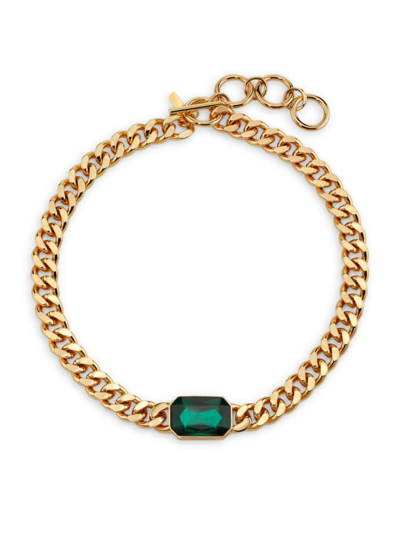 Kenneth Jay Lane Women's 14k Gold-plated & Faux Emerald Glass Stone Toggle Necklace