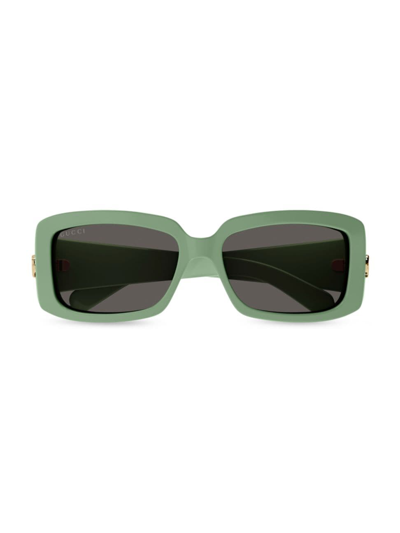 Gucci Icon Gg 长方形框太阳眼镜 In Green