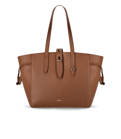 Furla Net M Cognac Shopping Bag In Brown