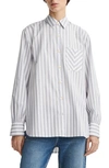 Rag & Bone Maxine Stripe Cotton Shirt In Grey Stripe