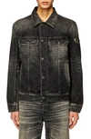 Diesel Logo-plaque Denim Jacket In Black