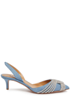 AQUAZZURA AQUAZZURA GATSBY 50 EMBELLISHED DENIM SLINGBACK PUMPS