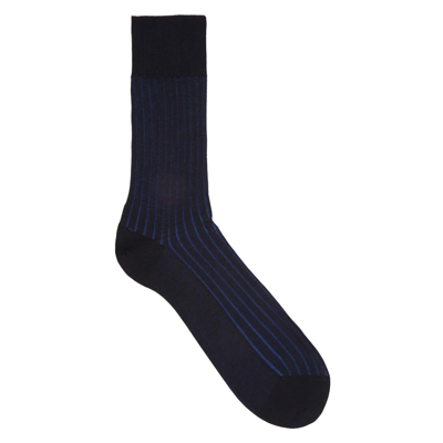Falke Shadow Ribbed Cotton Socks In Blue