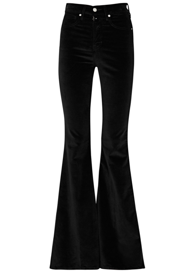 Veronica Beard Sheridan Flared-leg Velvet Jeans In Black