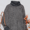 Anna-kaci Mock Neck Two Tone Sweater In Grey