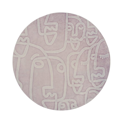 Viva By Vietri Moda Lilac Faces Round Platter In Gray