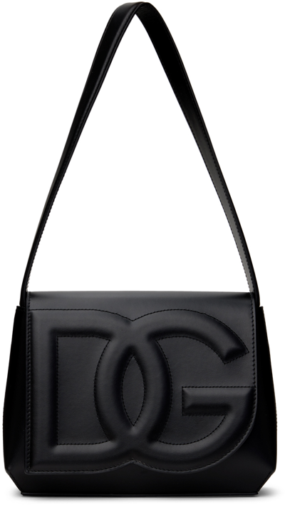 Dolce & Gabbana Dg Logo Leather Shoulder Bag In Black