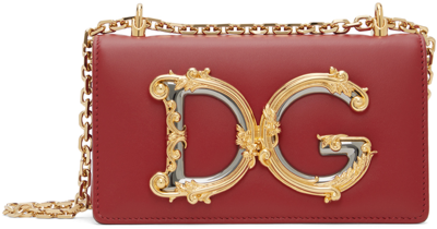 Dolce & Gabbana Calfskin Dg Girls Phone Bag In Red