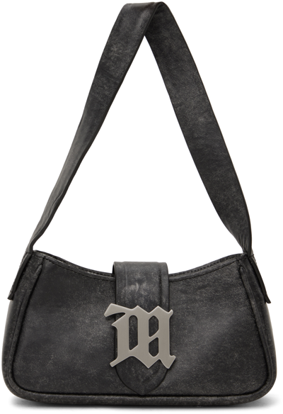 Misbhv Gray Leather Mini Bag In Washed Black