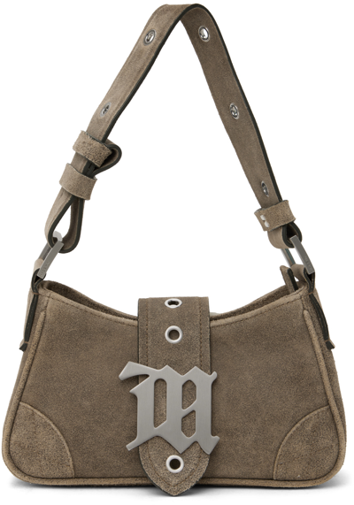 Misbhv Taupe Suede Small Bag In Crack