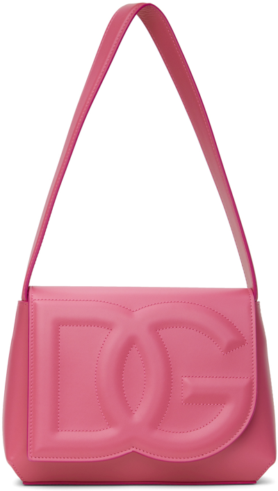 Dolce & Gabbana Logo-embossed Leather Shoulder Bag In Pink