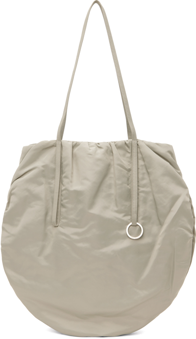 Low Classic Gray Shirring String Shoulder Bag In Silver