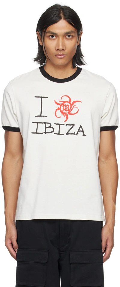 Misbhv Off-white 'i Love Ibiza' T-shirt In Coconut