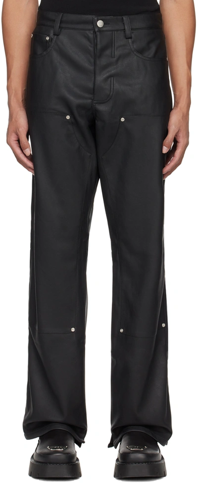 Misbhv Black Carpenters Faux-leather Trousers