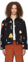 Sky High Farm Workwear Printed Denim Jacket In 1 Black