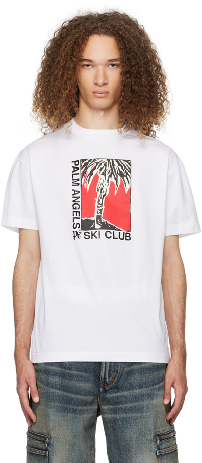 PALM ANGELS WHITE SKI CLUB CLASSIC T-SHIRT