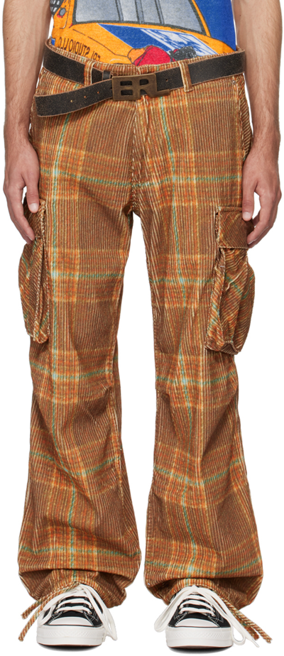 Erl Brown Printed Cargo Pants In Grey Brown