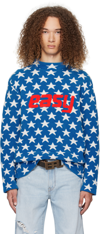 Erl Blue Easy Fleece Sweatshirt In Blue