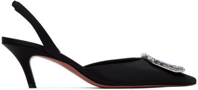 Amina Muaddi Black Camelia 60 Sling Heels