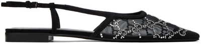 Gucci Demi Crystal Gg Slingback Ballerina Flats In Black