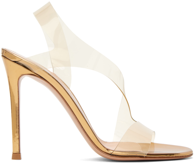 Gianvito Rossi Gold Metropolis Heeled Sandals In Trasp+mekong