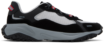 Hugo Grey & Black Mixed-material Ripstop Mesh Trainers