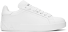 Dolce & Gabbana White Calfskin Portofino Sneakers In 80001 Bianco