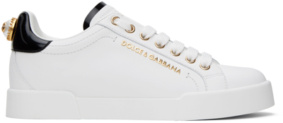 Dolce & Gabbana Dolce&gabbana White And Gold Low Sneakers