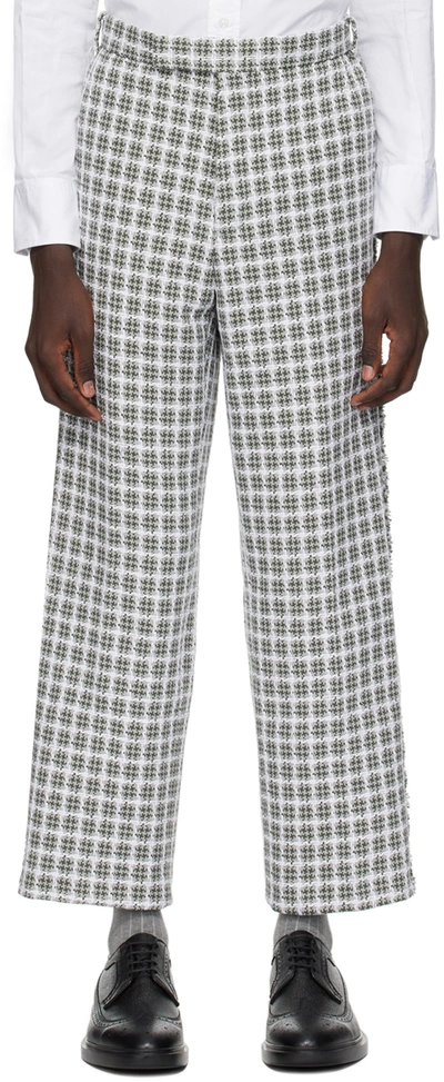 THOM BROWNE GRAY & WHITE CHECK TROUSERS