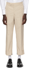 Thom Browne Beige Backstrap Trousers In Khaki