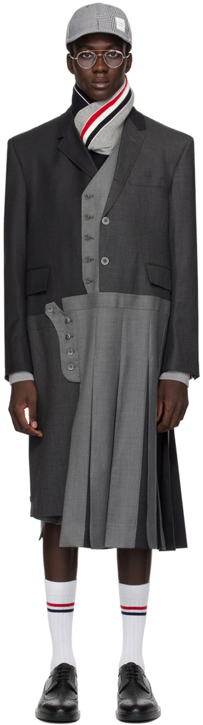 Thom Browne Gray Paneled Coat In 035 Med Grey