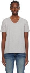 Tom Ford Cotton Jersey V-neck T-shirt In 020 Grey