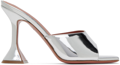 Amina Muaddi Lupita Logo High-heeled Sandals In Silver