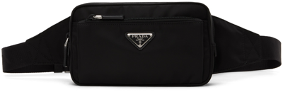 Prada Re-nylon And Saffiano Leather Belt Bags In Black