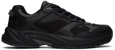 Hugo Boss Black Leather Sneakers In Black 005