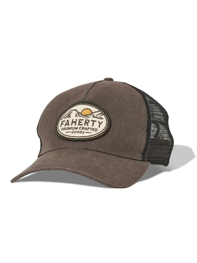 Faherty Rocky Mountain Trucker Hat In Faded Black