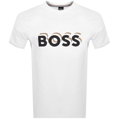 Hugo Boss Cotton-jersey T-shirt With Logo In Signature Colours In White