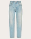 Valentino Vlogo Signature Embossed Tapered Jeans In Denimblulavchiaro