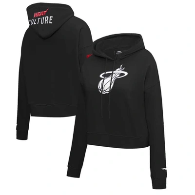 PRO STANDARD PRO STANDARD BLACK MIAMI HEAT 2023/24 CITY EDITION CROPPED PULLOVER HOODIE
