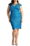 TADASHI SHOJI SEQUIN CAP SLEEVE LACE DRESS